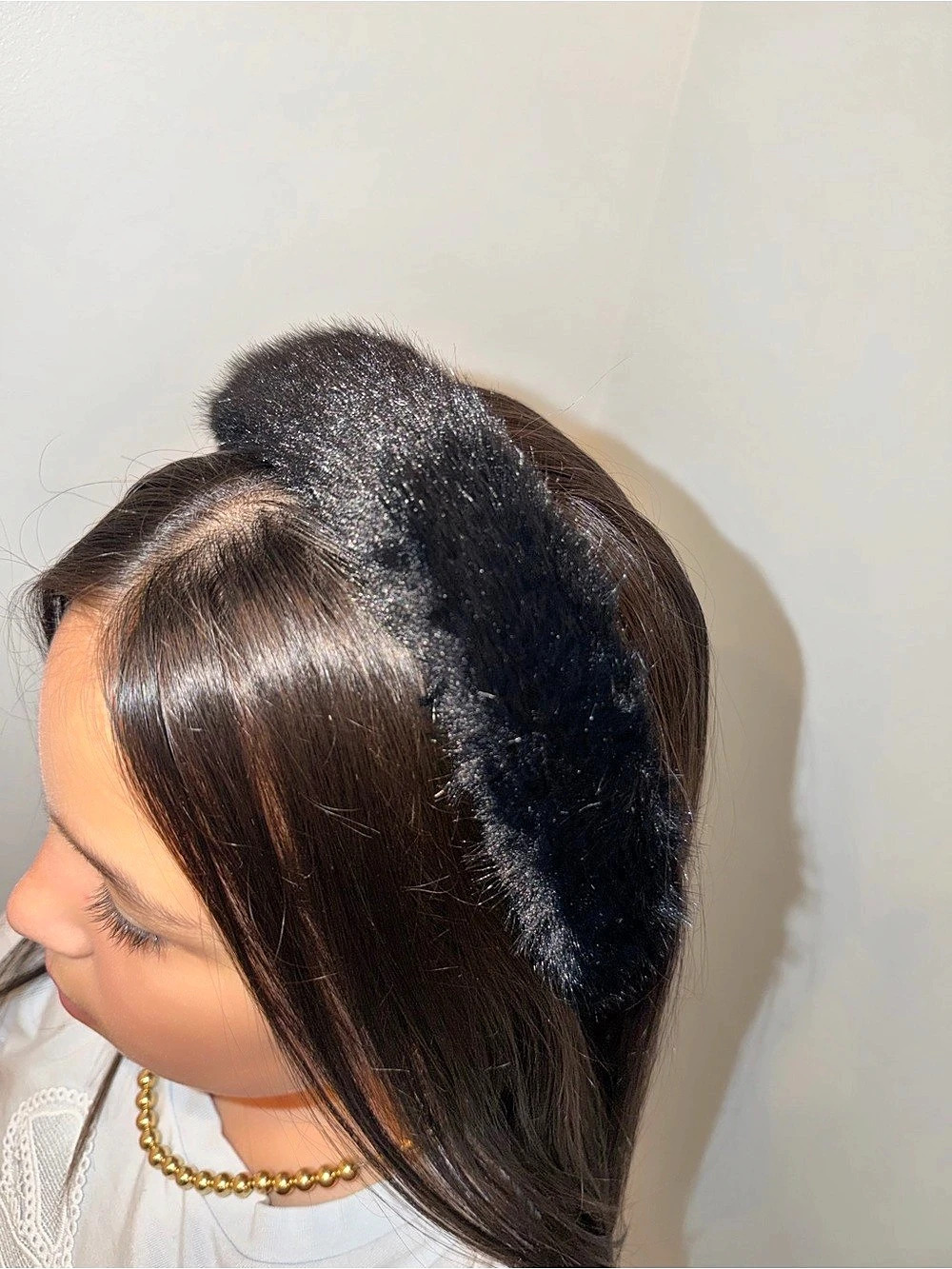 Black fur headband